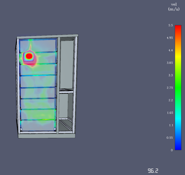 CFD velocity contours at the modeled exhaust