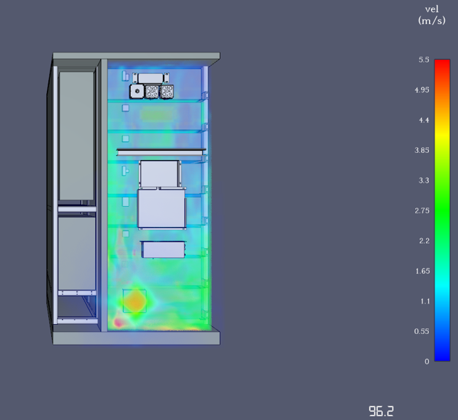 CFD velocity contours at the modeled air inlet